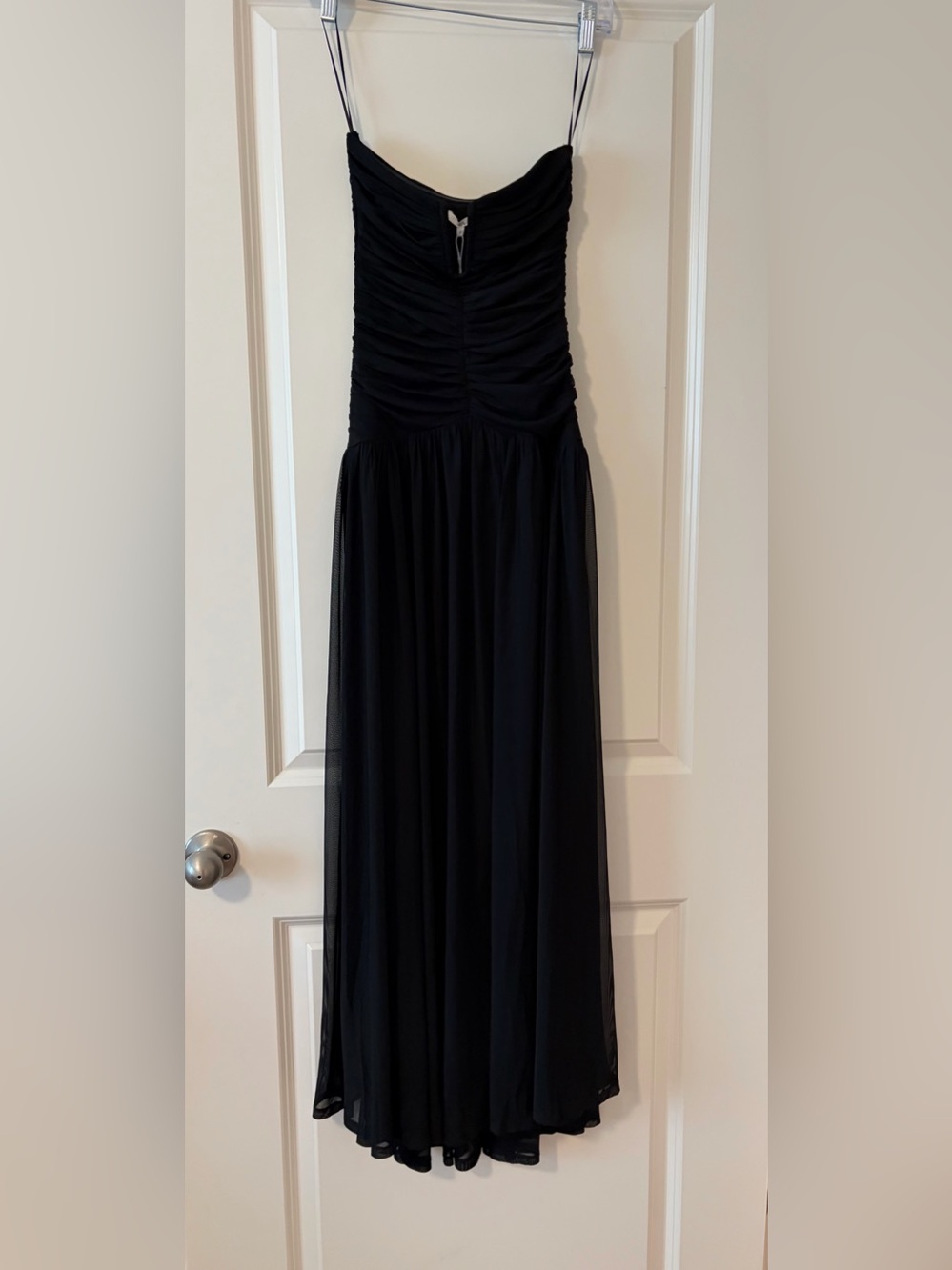 Strapless Black Maxi Dress with Ruched Bodice